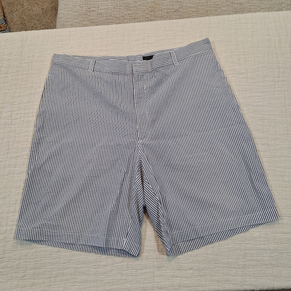 Greg Norman Collection Men's Striped Shorts in Blue and White